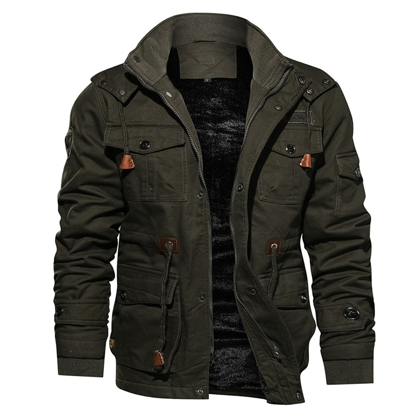 Warm Hooded Coat Thermal Thick Outerwear Male Military Jacket