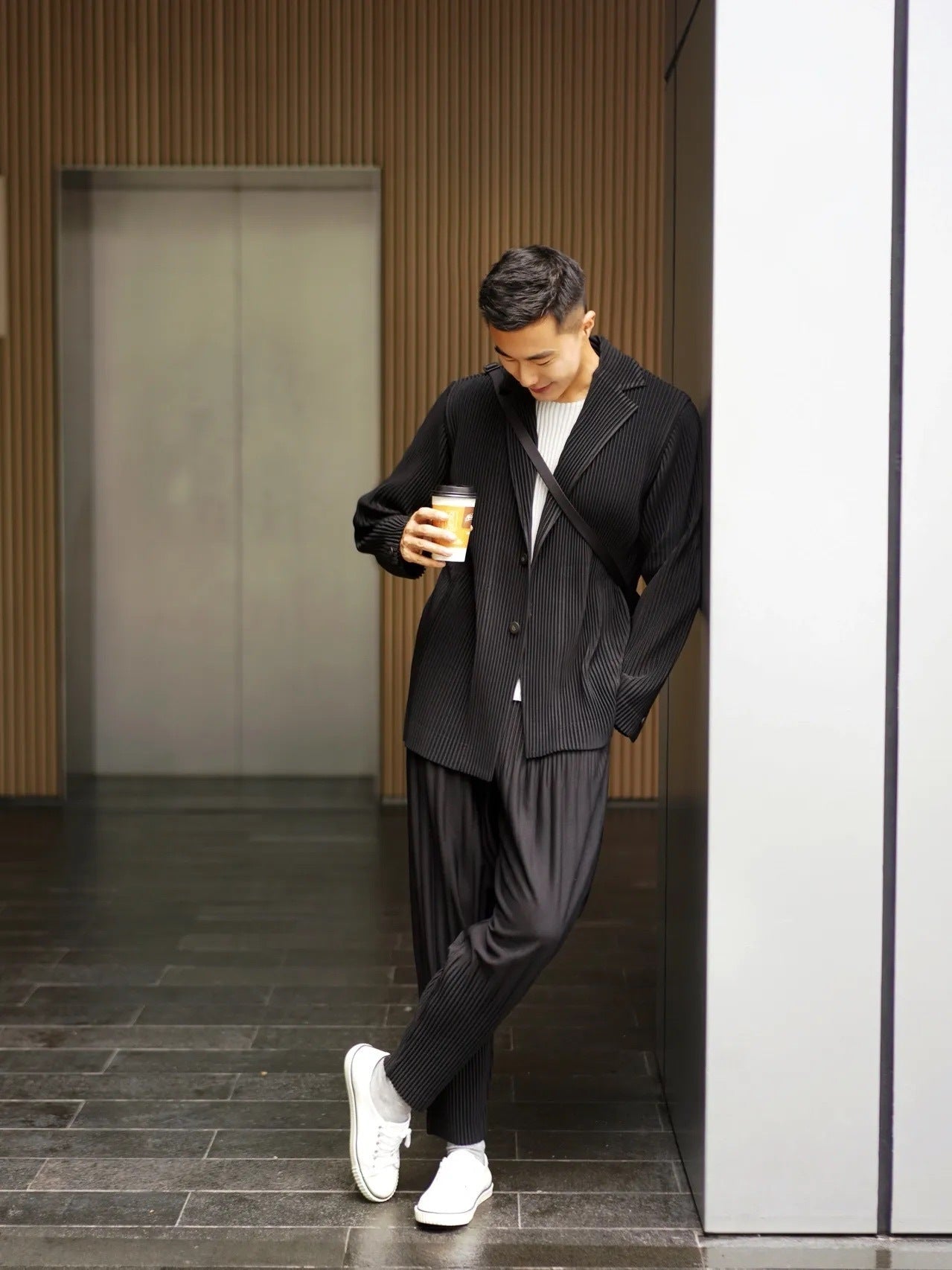 Sanzhai Pleated Suit Long-sleeved Men's Jacket