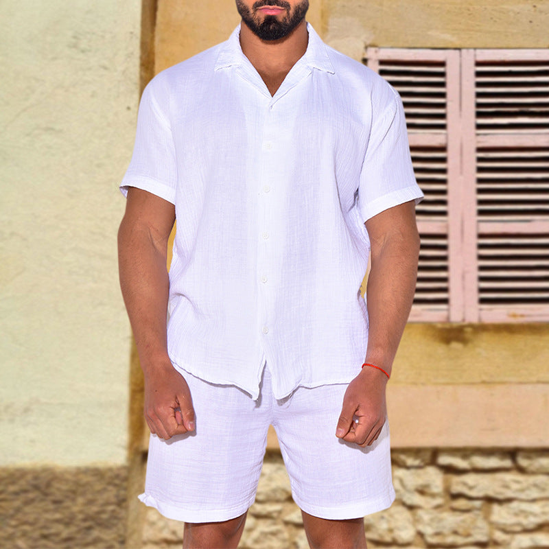 Men's Loose Stretch Casual Cotton Linen Two-piece Suit
