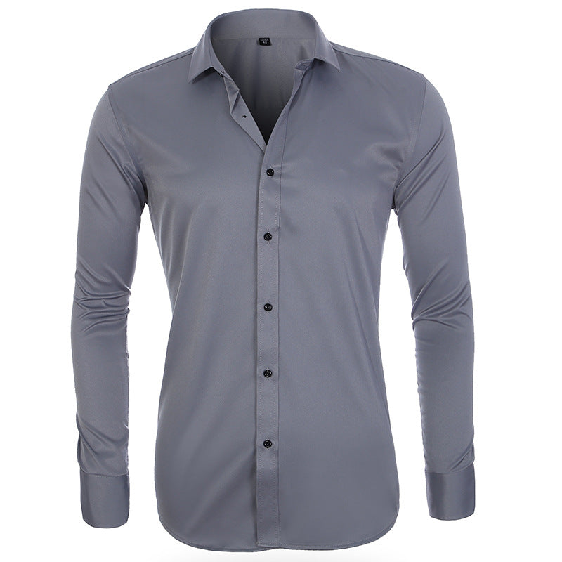 No Ironing High Elastic Men's Long Sleeve Shirt