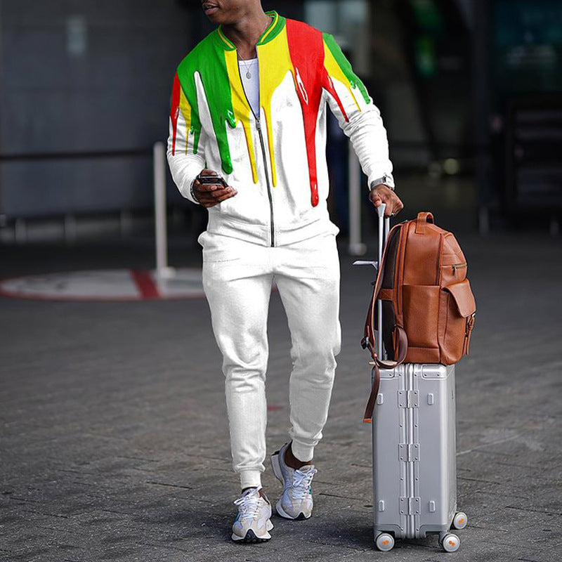 Trajes de chaqueta con cuello alto de color en contraste para hombre de otoño e invierno