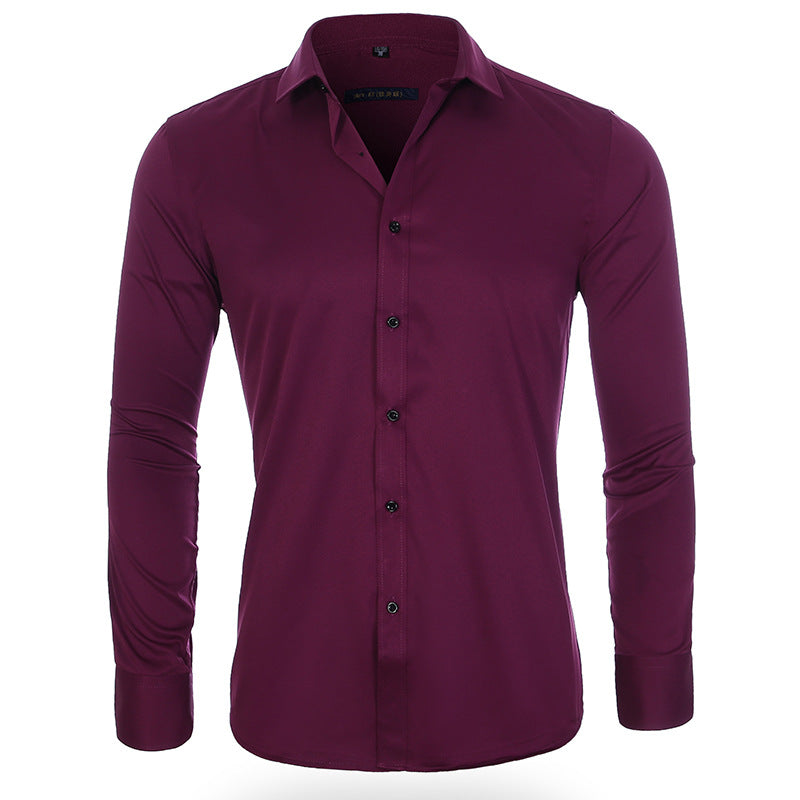 No Ironing High Elastic Men's Long Sleeve Shirt