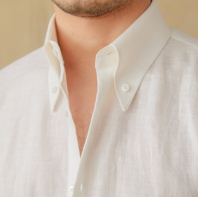 Genoa Linen Point Collar Long Sleeve Shirt