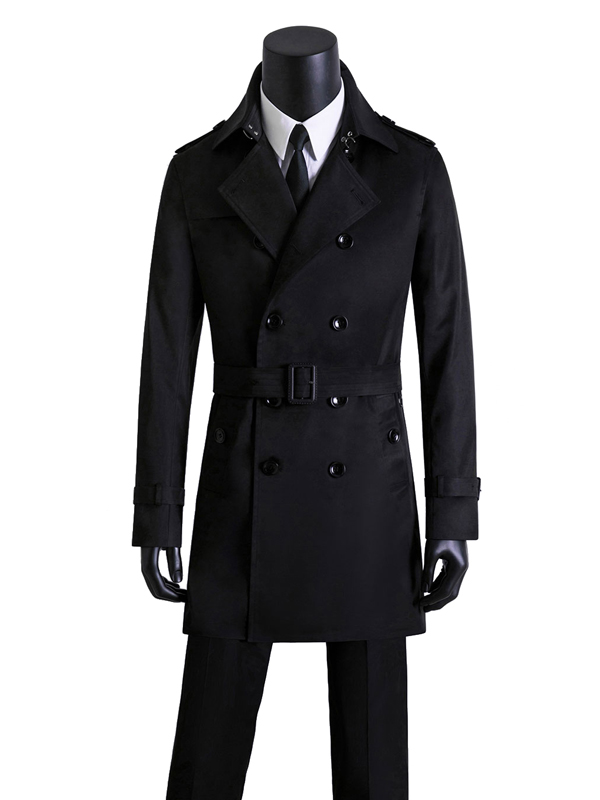 Men's slim long trench coat