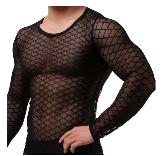 Mesh long sleeve t-shirt men