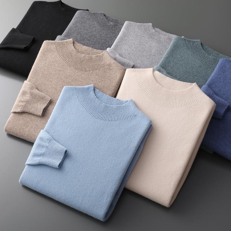 Half-collar Wool Sweater Men