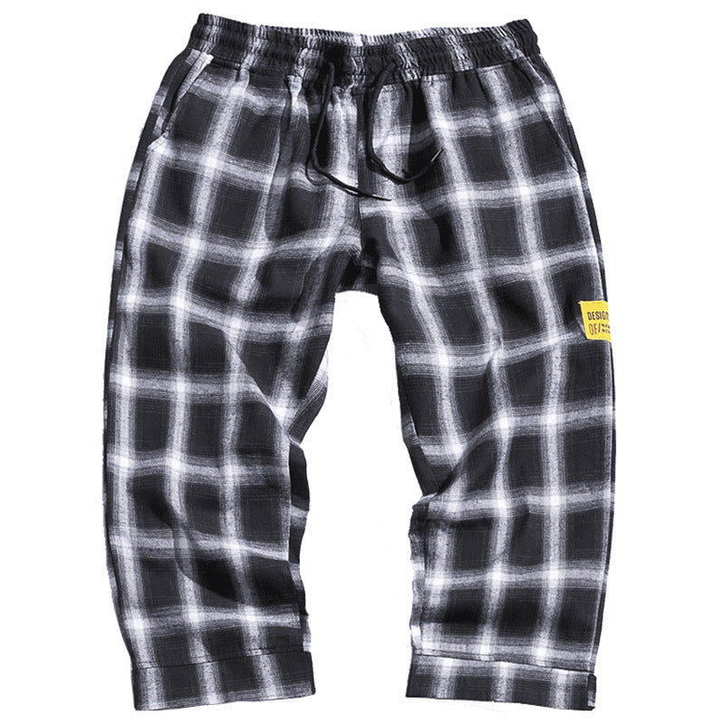 Plaid nine-point pants men