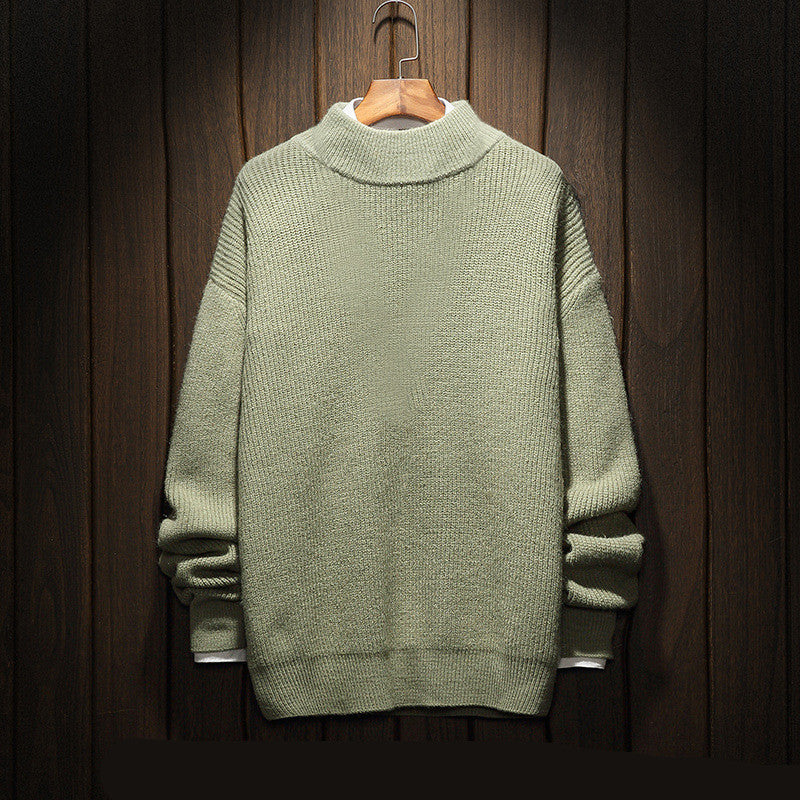 Fleece knit roll sweater