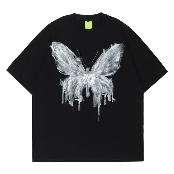 Butterfly Print Loose Short Sleeve T Shirt