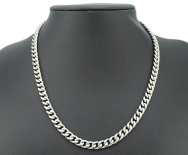 Men's Titanium Steel Single Buckle Round Mill Necklace