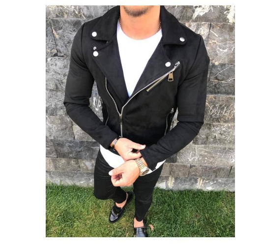 Short lapel Leather jacket men