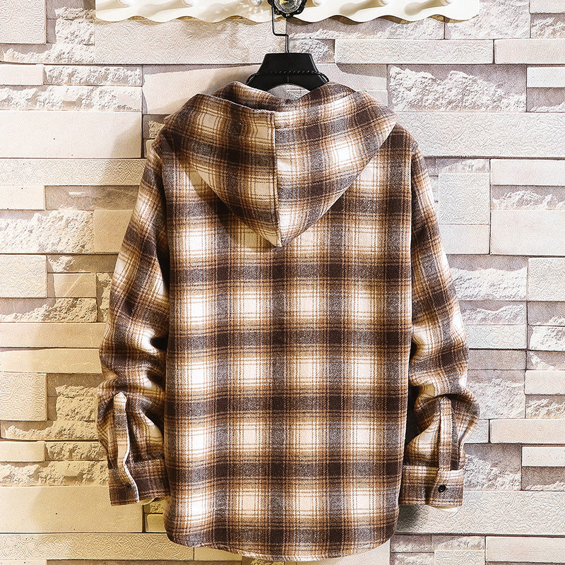 Plaid Hooded jacket Men