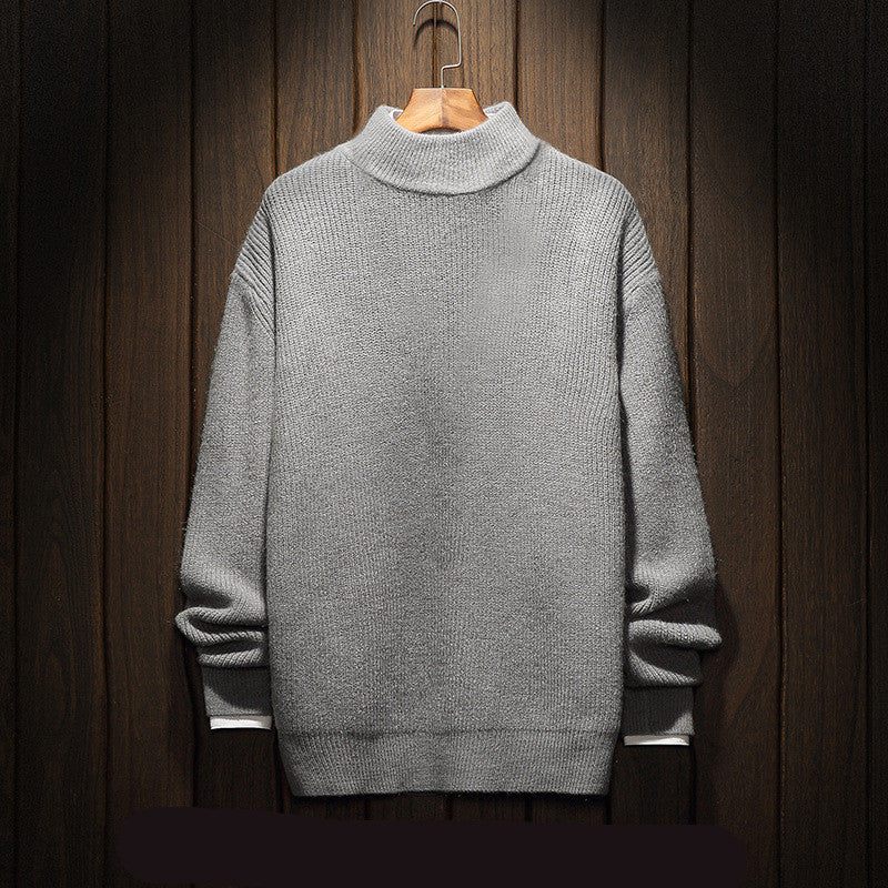 Fleece knit roll sweater