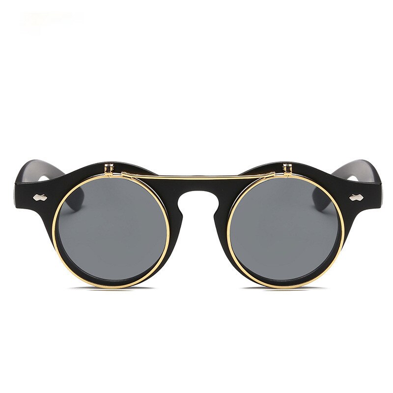 Retro Round Steampunk Steam Punk Metal Flip Cover Sunglasses