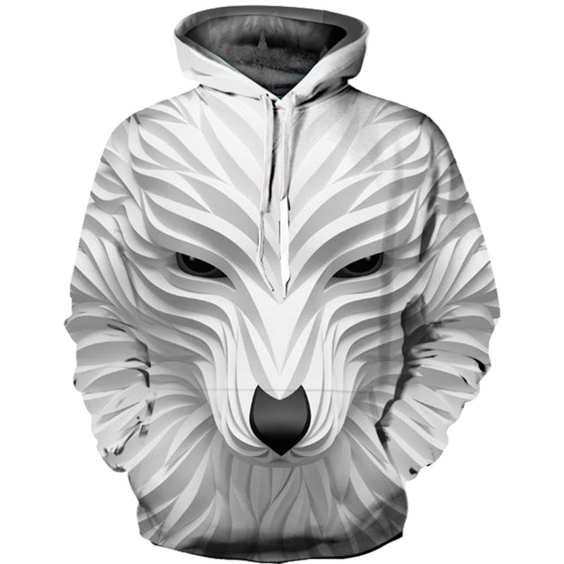 Men Casual Pullovers Hooded Animal 3D Printed Streetwear Sweatshirt