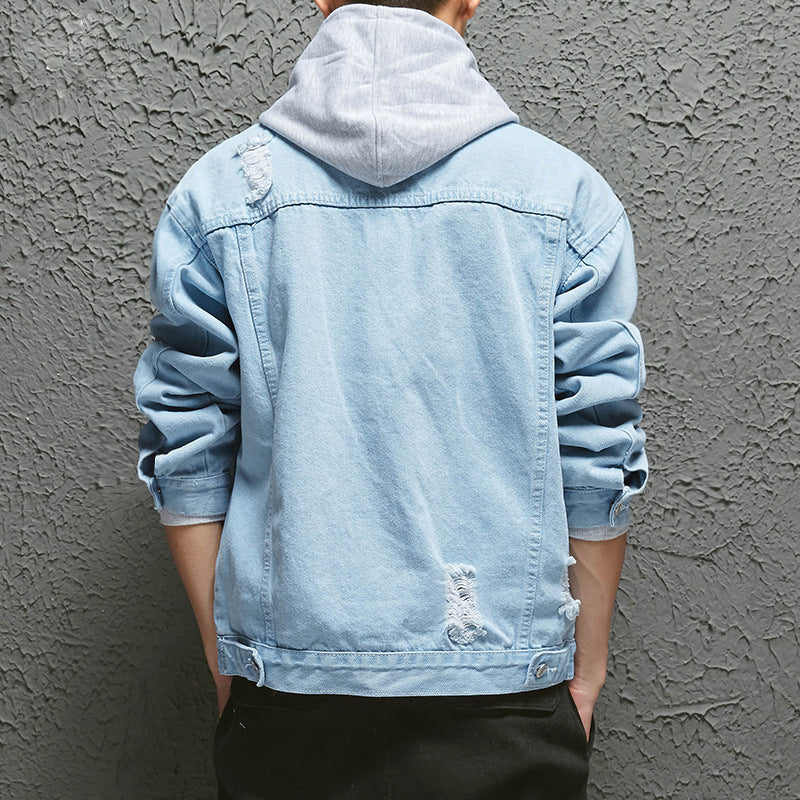 Casual thin fashion urban hooded denim jacket