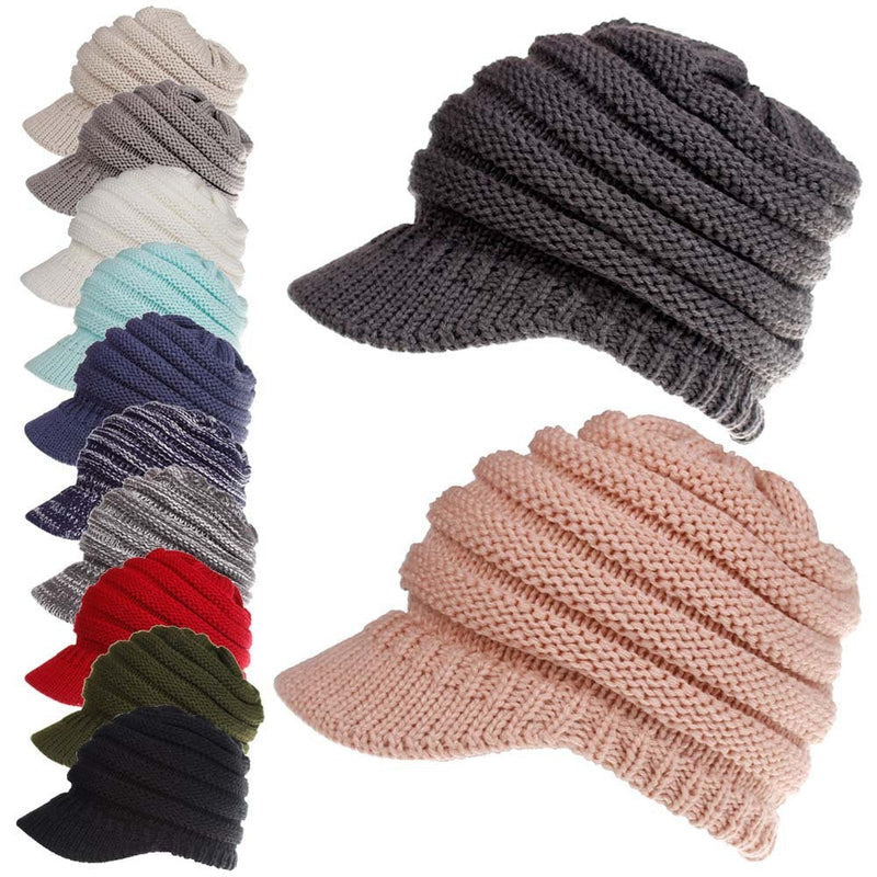 Women Ponytail Beanies Autumn Winter Hats