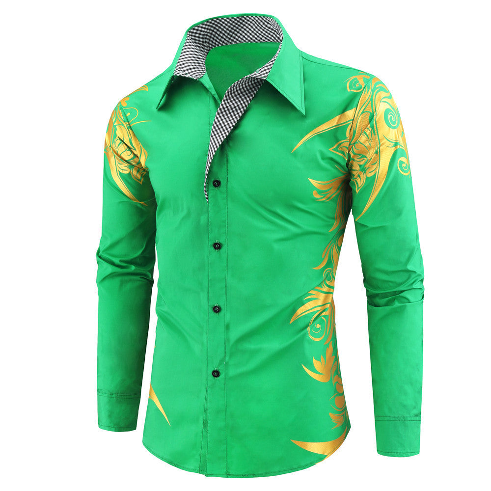 Fashion bronzing printed shirt men