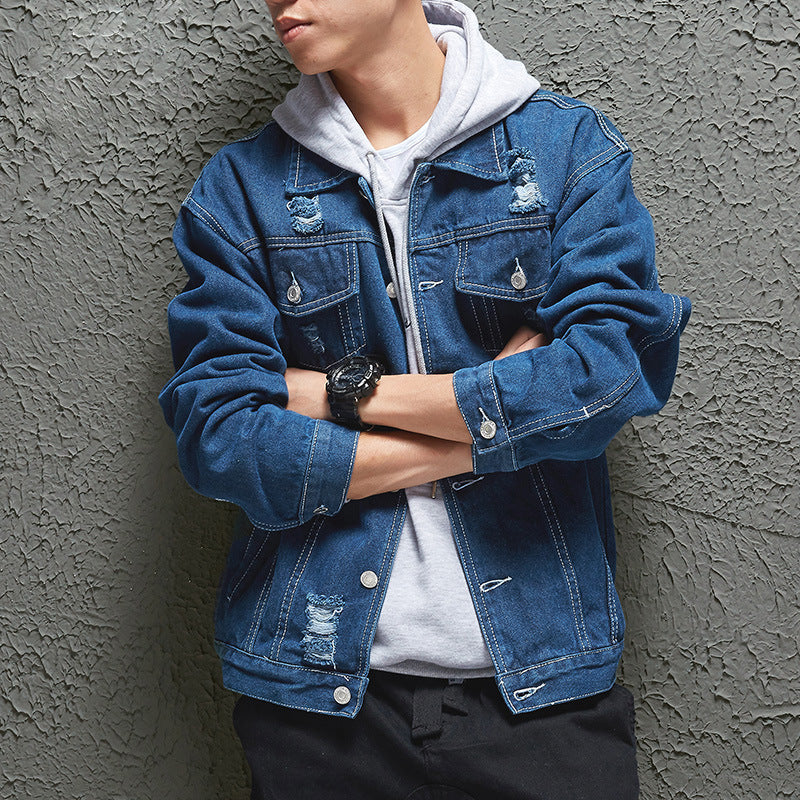 Casual thin fashion urban hooded denim jacket