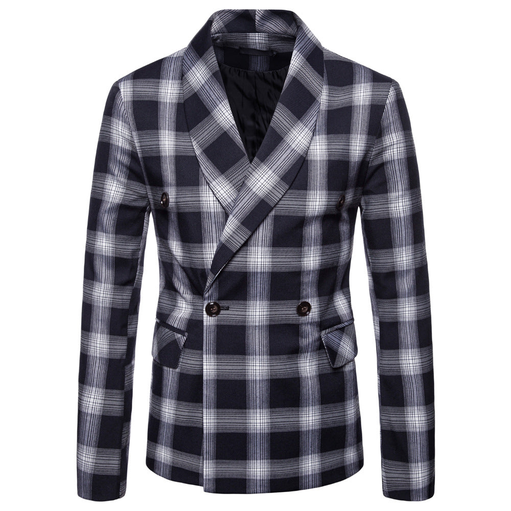 autumn and winter new style men's casual plaid suit jacket