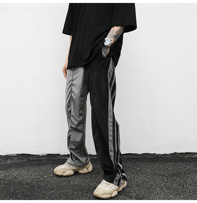 Black and grey Half n Half casual Pants