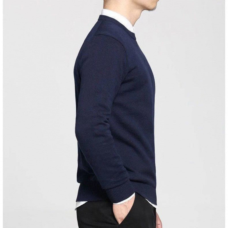 Suéter de punto delgado con cuello redondo para hombre de moda