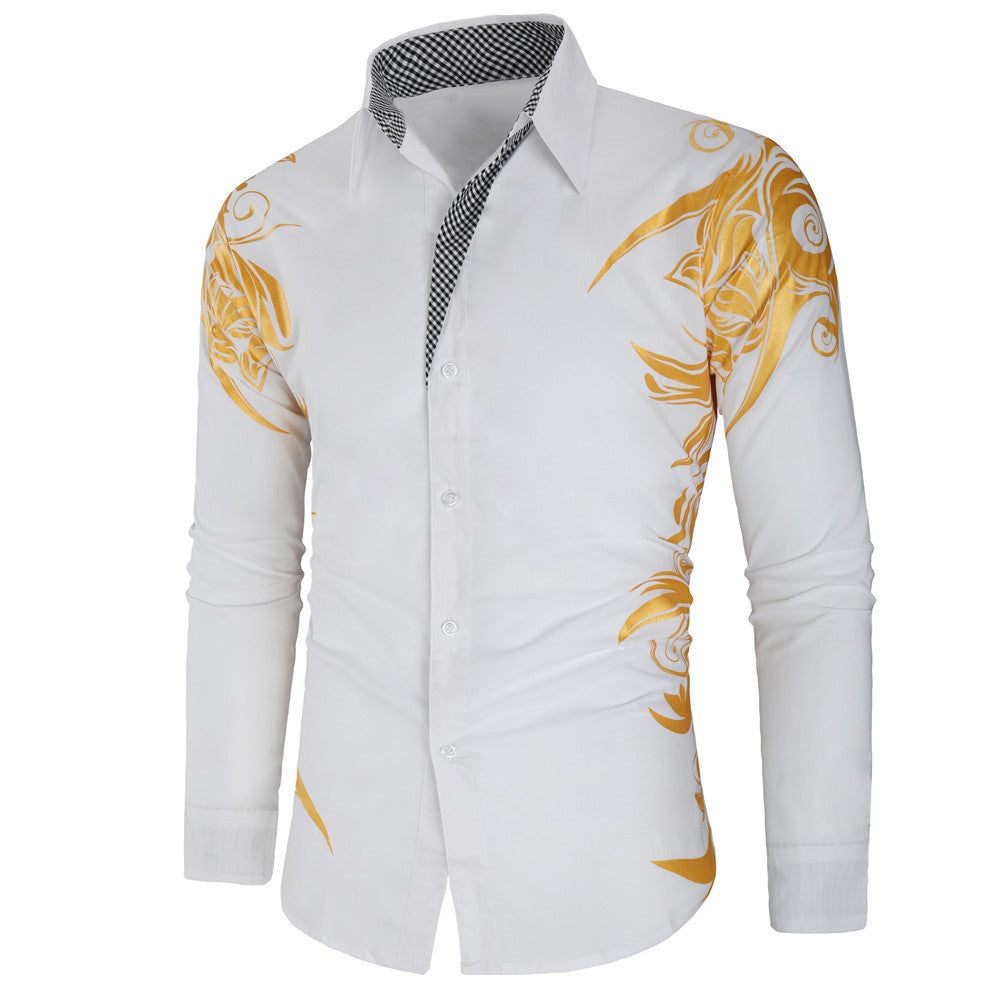 Fashion bronzing printed shirt men