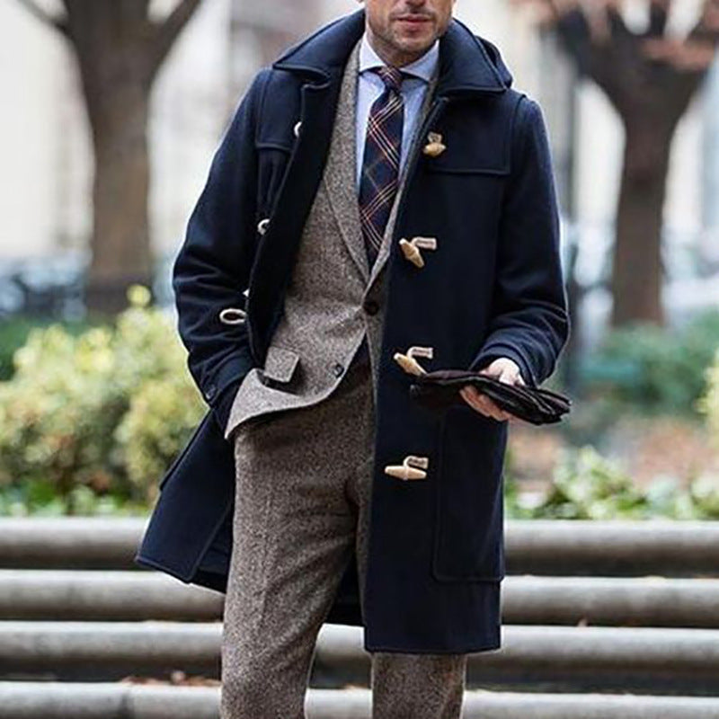 Men's mid-length lapel coat