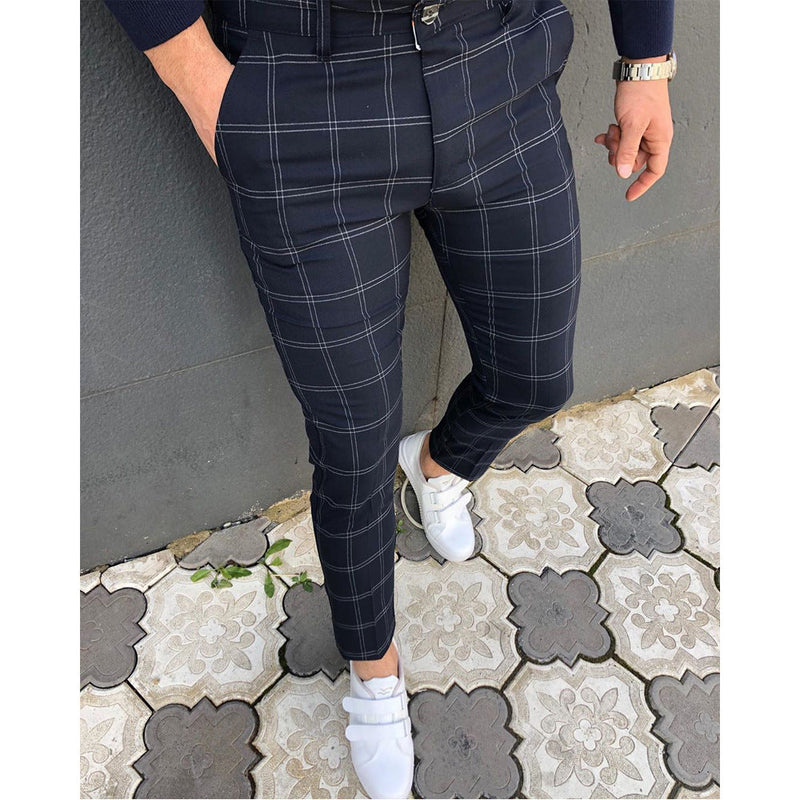 Men's Check Print Slacks