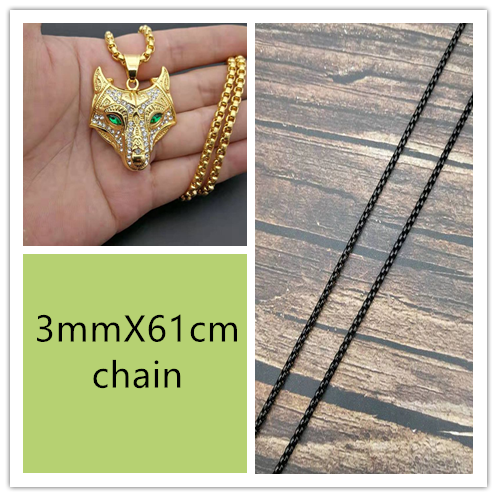 Gold Viking Wolf Head Necklace Pendant With Chain