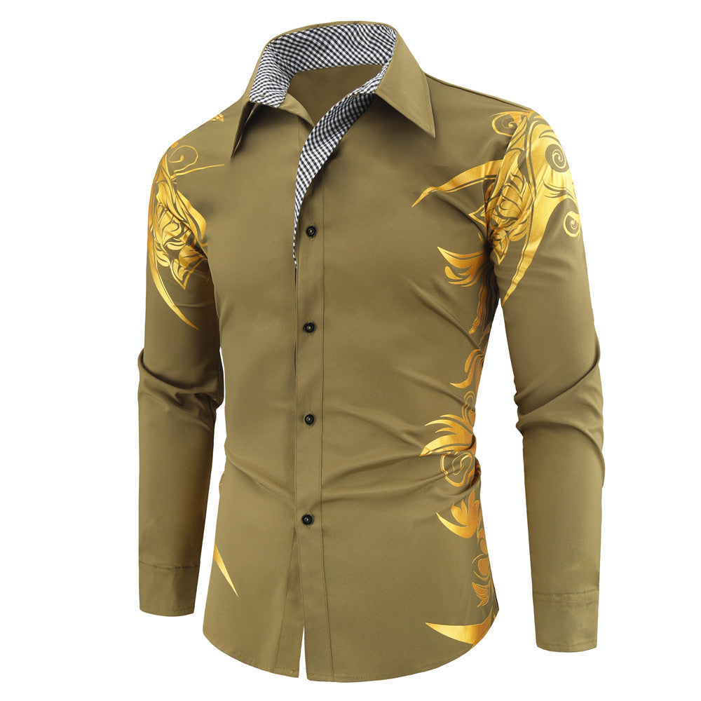 Fashion bronzing printed shirt men