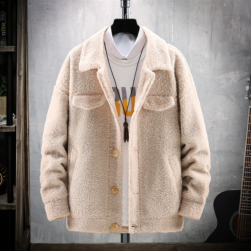 Lamb Plush Men's Jacket Spring And Autumn Men's Coat