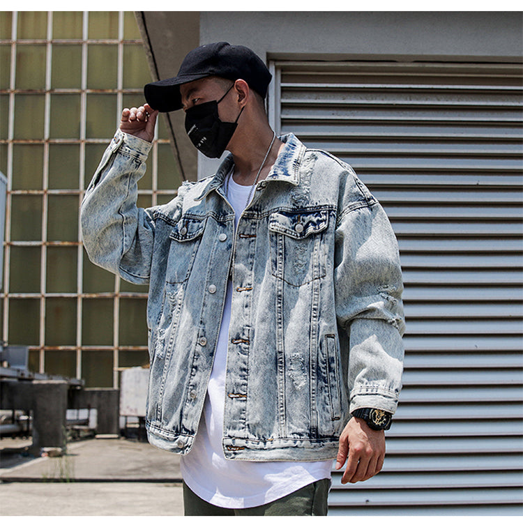 Back Printed Denim Jacket Men