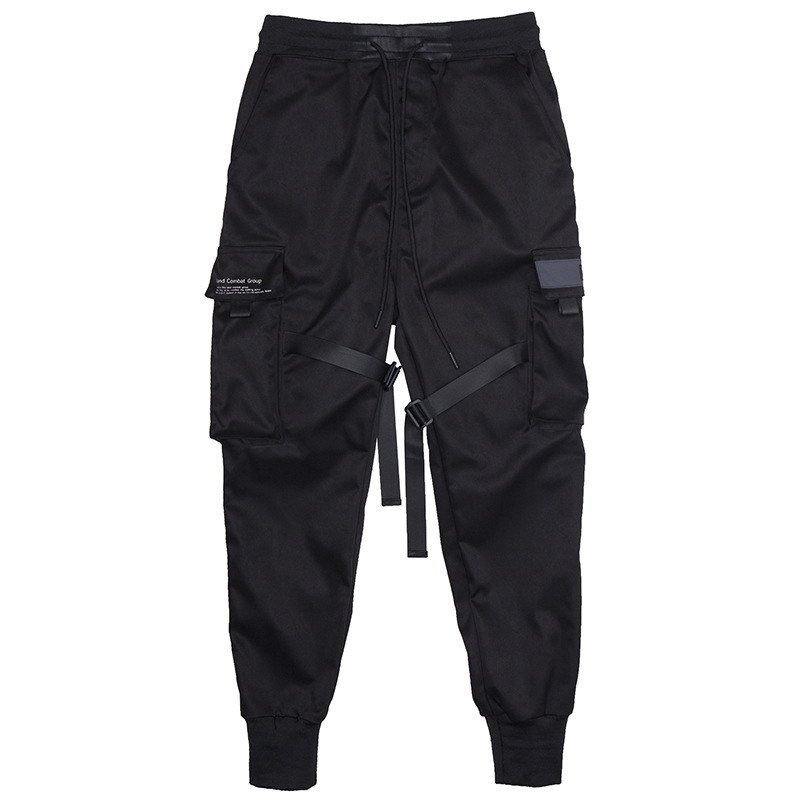 Men Black Hip Hop Cargo Pants