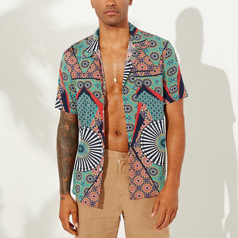 Camisa de playa de manga corta para hombre