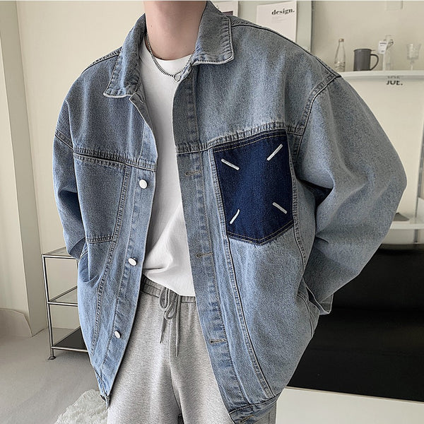 Men's Washable Contrasting Casual Denim Jacket