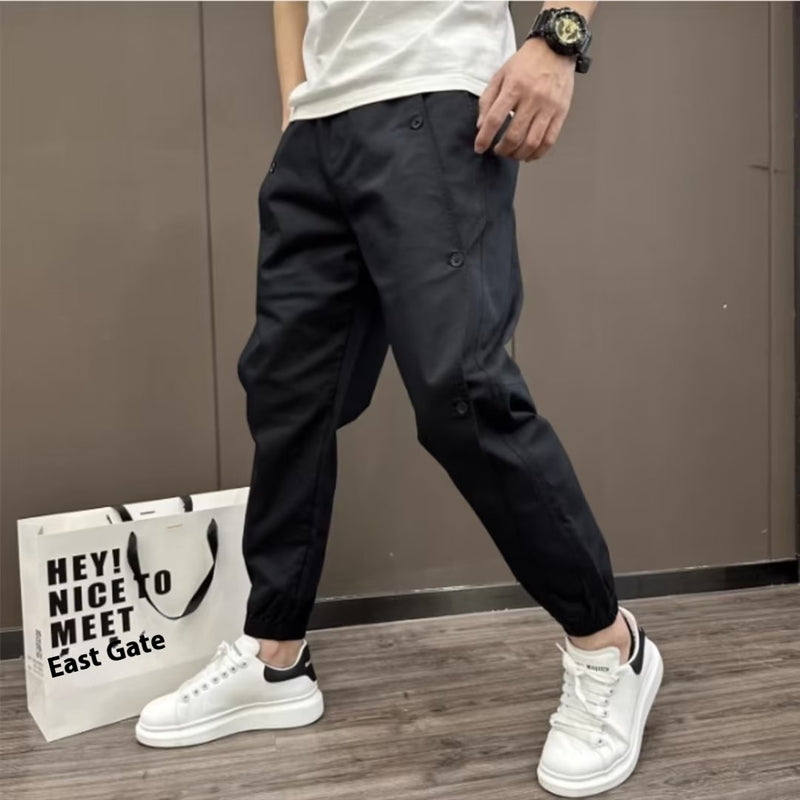 Men's Casual Fashionable All-match Solid Color Breasted Stitching Loose sweatpants