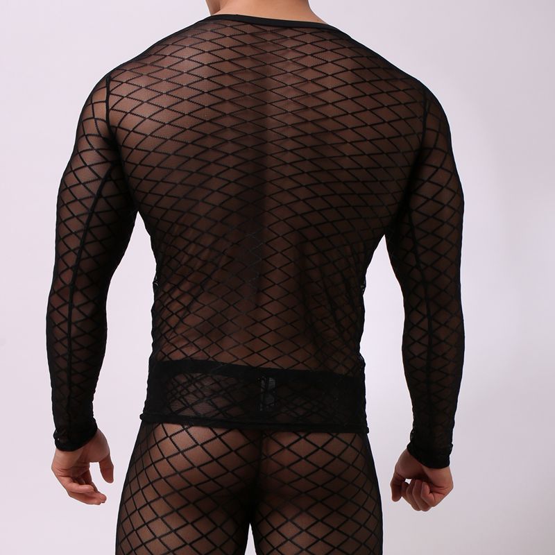 Mesh long sleeve t-shirt men