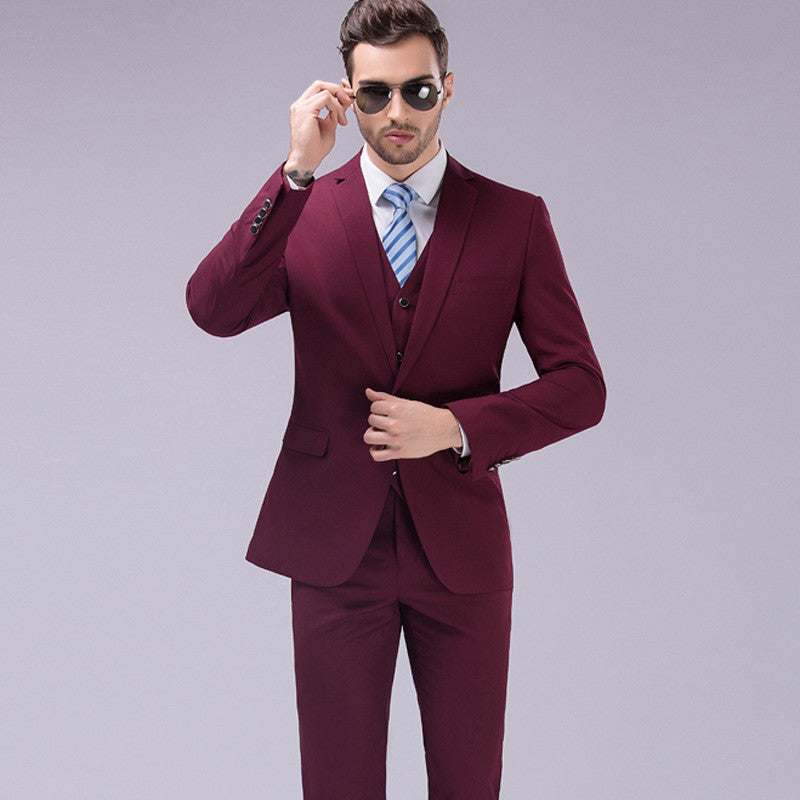 three-piece men's wedding plus business suit