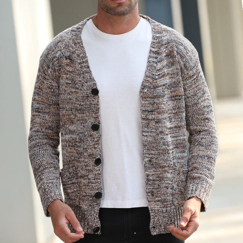 Maglione sottile in misto lana per uomo autunno e inverno