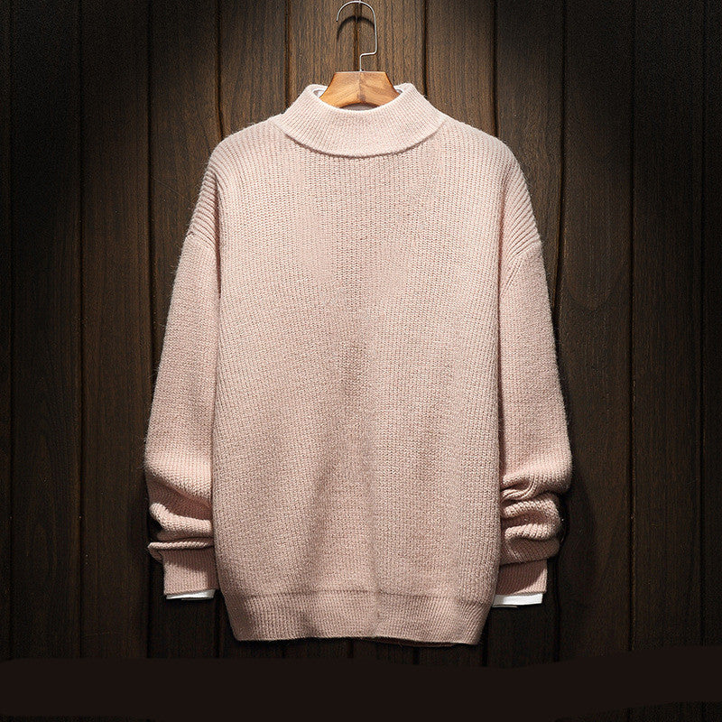 Fleece knit roll sweater