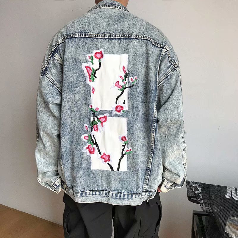 Back Printed Denim Jacket Men