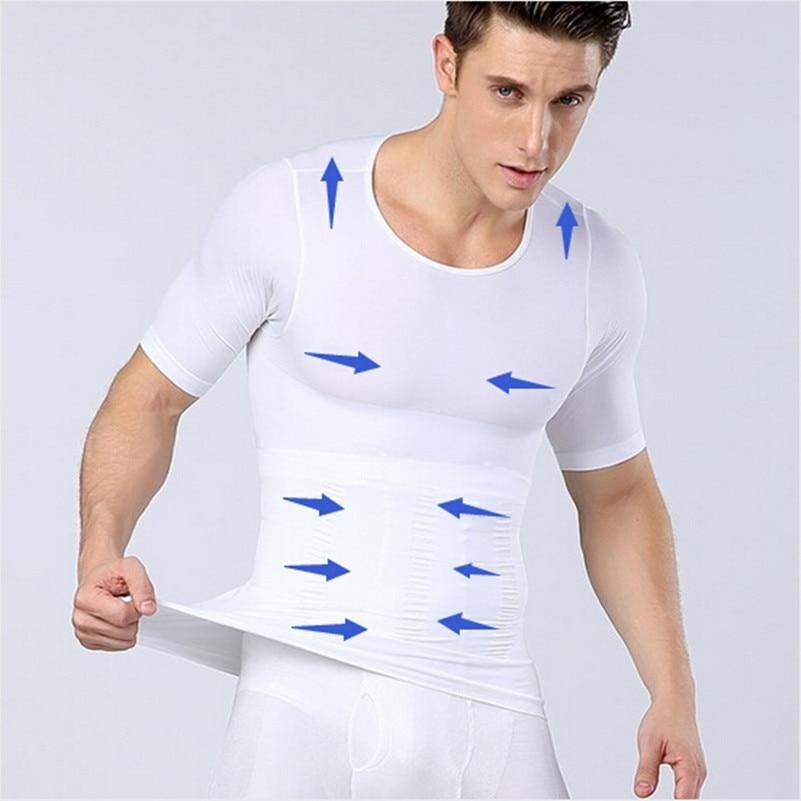 Male Chest Compression T-shirt Fitness Hero Belly Buster Slimming t-shirt