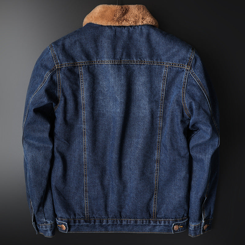 Autumn And Winter Fleece-lined Old Fashion Casual Denim Coat