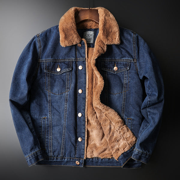 Autumn And Winter Fleece-lined Old Fashion Casual Denim Coat