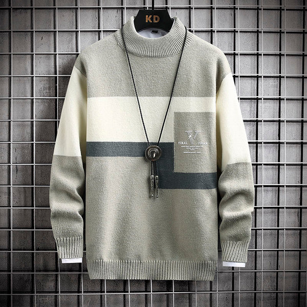 Men's Thickened Mink Velvet Loose Knit Shirt Mid-neck sweater