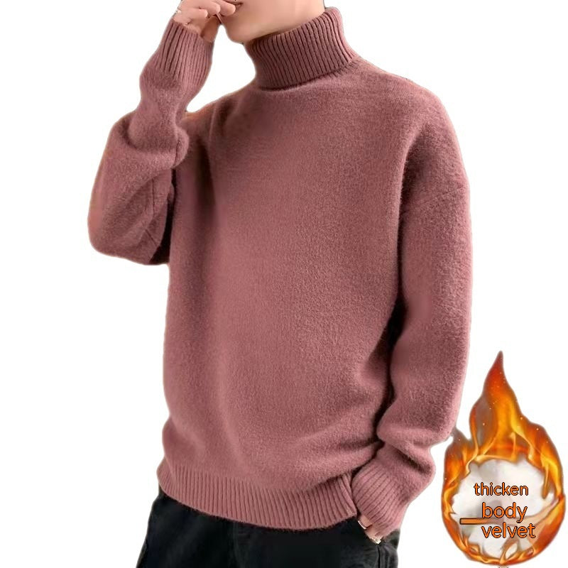 Turtleneck Sweater For Men Loose Velvet Thickened
