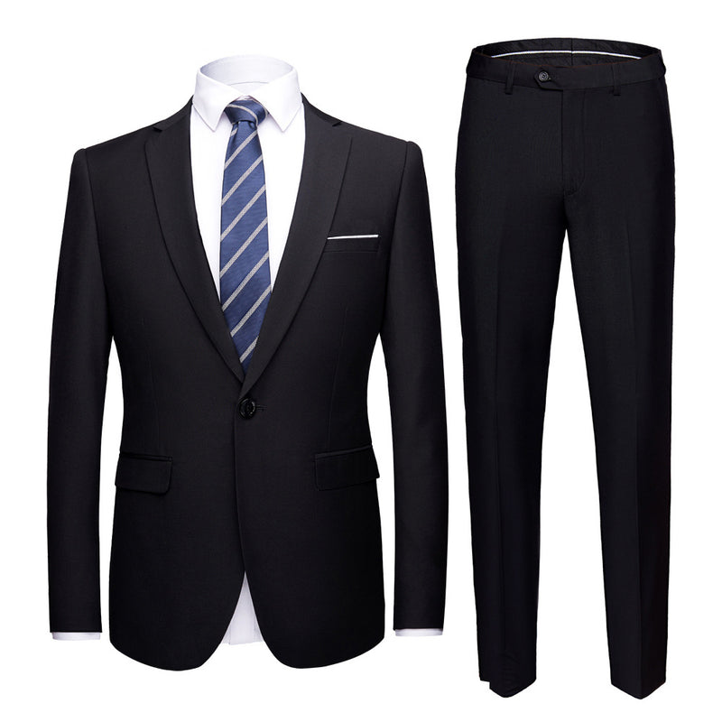 Solid Color two-piece Small Suit for men