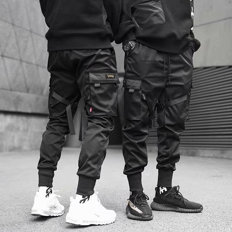 Ribbons Harem Joggers Streetwear Cargo Pants Men