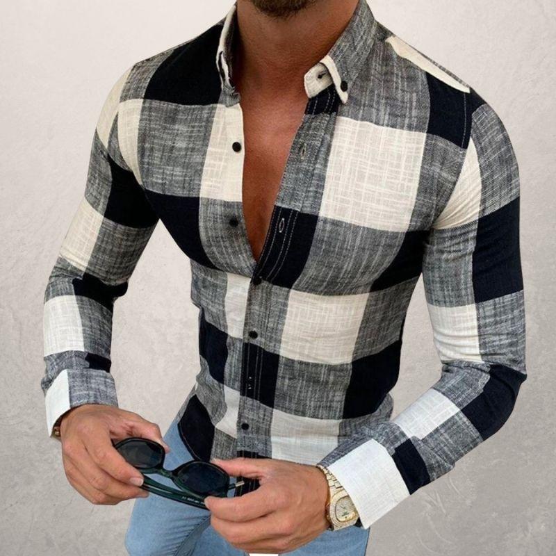 Button-down long sleeve men's casual shirt